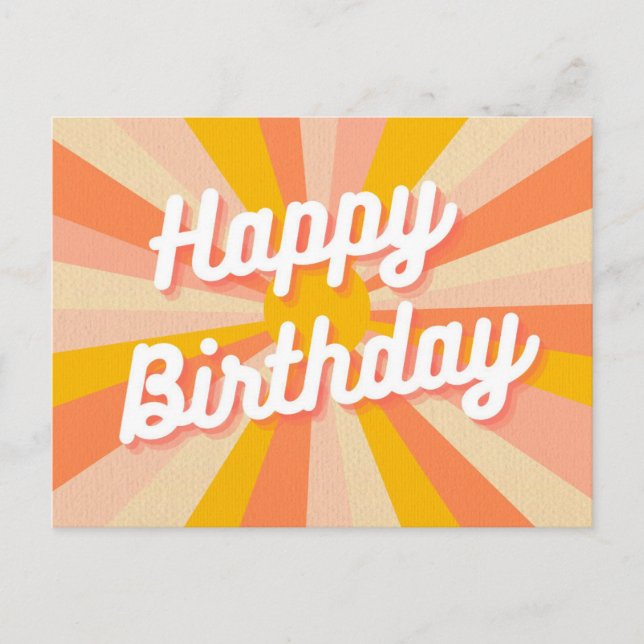 Colorful Retro Happy  Birthday  postcard (Front)