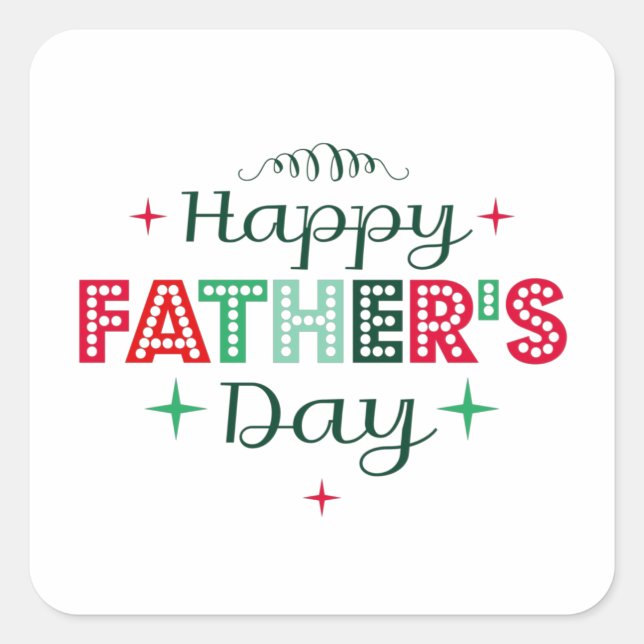 colorful retro happy father's day square sticker (Front)