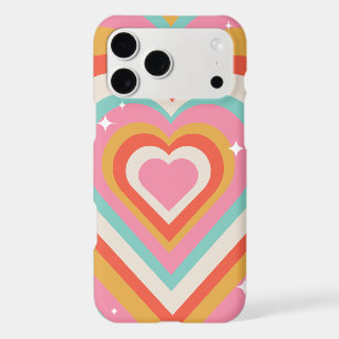 Colorful Retro Hearts with Sparkles Valentine iPhone 17 Pro Max Case