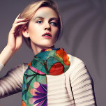 Colorful Retro Hippie Floral Scarf<br><div class="desc">This red and green floral has a fun hand drawn look that could be from the 1960s. It was imagined with AI.</div>