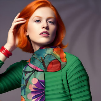Colorful Retro Hippie Floral Scarf
