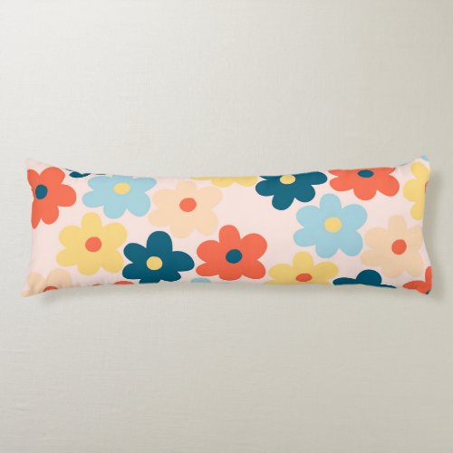 Colorful Retro Hippie Flower Pattern Body Pillow