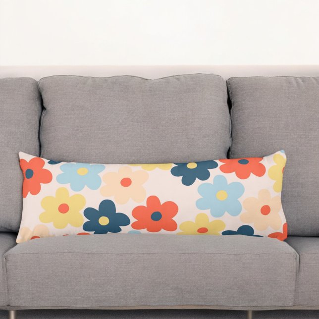 Colorful Retro Hippie Flower Pattern Body Pillow (Creator Uploaded)