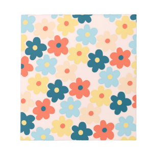 Colorful Retro Hippie Flower Pattern Notepad