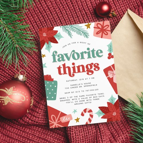 Colorful Retro Holiday Favorite Things Party Invitation