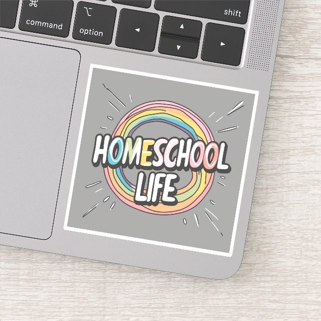 Colorful Retro Homeschool Life  Sticker (Detail)