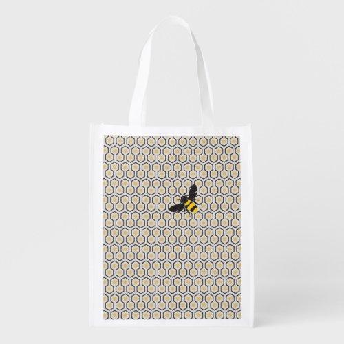 Colorful Retro Honeycomb Grid Pattern Grocery Bag