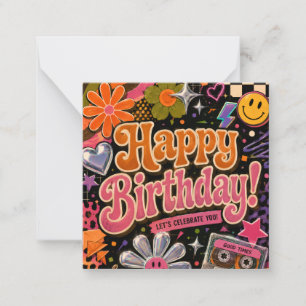 Colorful Retro-Inspired Design with Typography Note Card