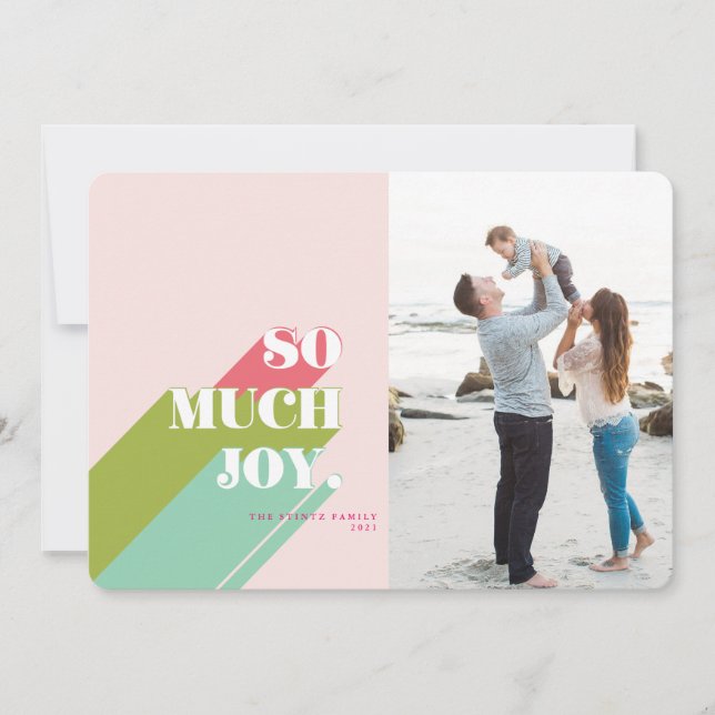 Colorful & Retro Joy Photo Christmas Card (Front)
