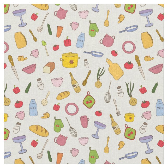 Colorful Retro Kitchen Fabric (Close Up)