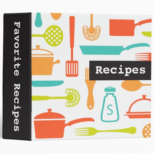 Colorful retro kitchen recipe binder  organizer