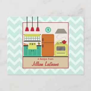 Colorful Retro Kitchen Recipe Postcard