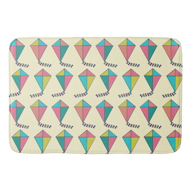Colorful Retro Kite Pattern Bath Mat (Front)