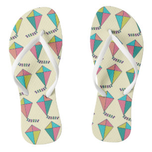 Colorful Retro Kite Pattern Flip Flops