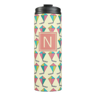 Colorful Retro Kite Pattern Monogram Thermal Tumbler