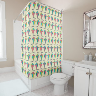 Colorful Retro Kite Pattern Shower Curtain
