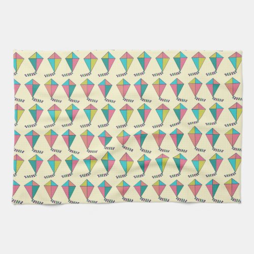 Colorful Retro Kite Pattern Towel
