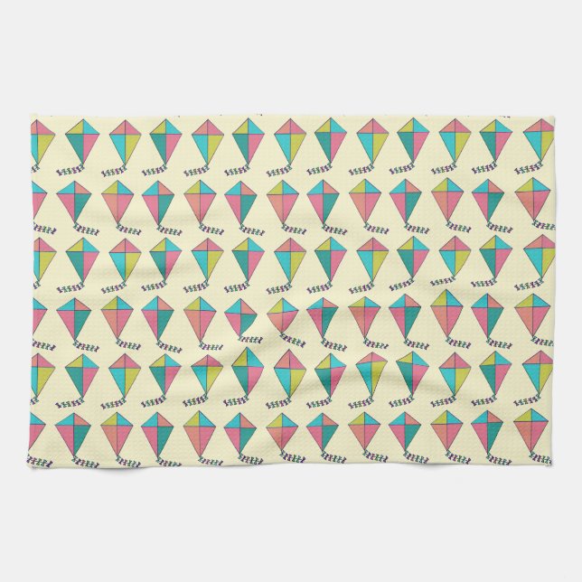 Colorful Retro Kite Pattern Towel (Horizontal)