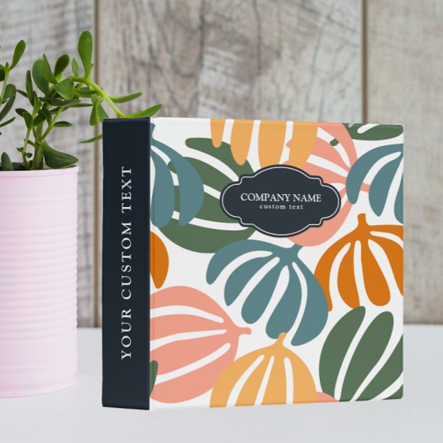 COLORFUL RETRO LEAVES GROOVY BOTANICAL 3 RING BINDER (Creator Uploaded)