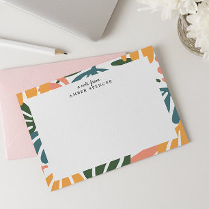 COLORFUL RETRO LEAVES GROOVY BOTANICAL CUTE NOTE CARD
