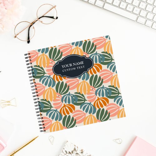 COLORFUL RETRO LEAVES GROOVY BOTANICAL NOTEBOOK