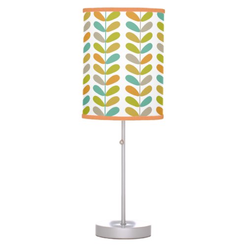 Colorful Retro Leaves On Plant Mid Century Modern Table Lamp