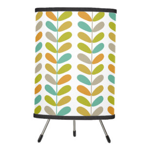 Colorful Retro Leaves On Plant Mid Century Modern Tripod Lamp