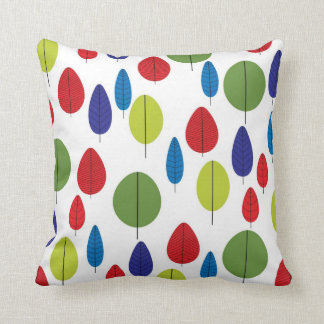 Colorful Retro Leaves Throw Pillow