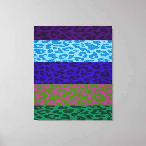 Colorful Retro Leopard Stripe Pattern 4 Canvas Print