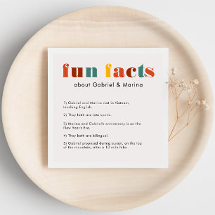 Colorful Retro Letters Fun Facts Newlywed Wedding Napkins