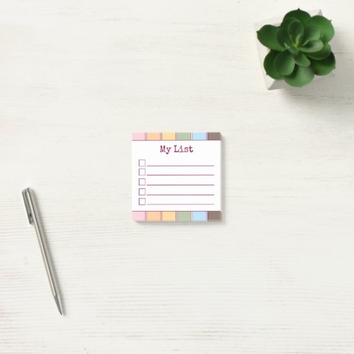 Colorful Retro Lined Checklist  Post-it Notes