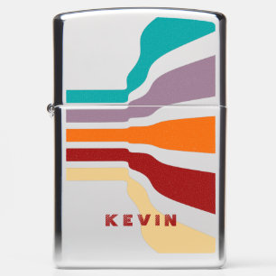 Colorful retro lines geometric design zippo lighter