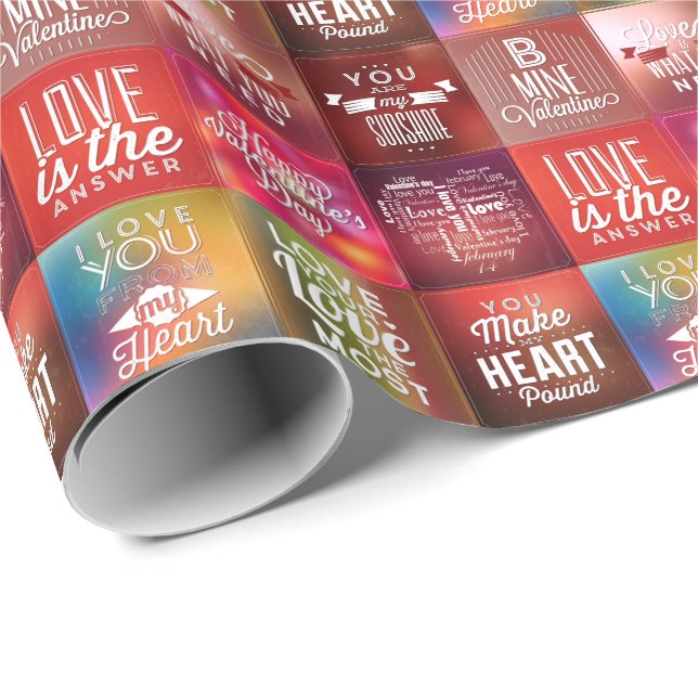 Colorful Retro Love Quotes Quilt Pattern 2 Wrapping Paper (Roll Corner)