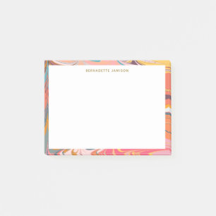 Colorful Retro Marble Swirl Personalized Name Post-it Notes