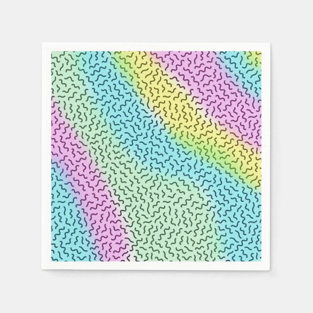 Colorful Retro Memphis Pattern Pastel Napkins (Front)