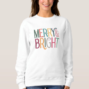 Colorful Retro Merry and Bright Stars Sweatshirt