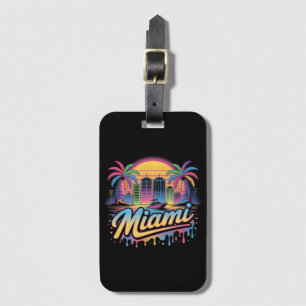Colorful Retro Miami Vaporwave Travel Art Luggage Tag