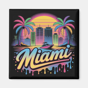 Colorful Retro Miami Vaporwave Travel Art Magnet