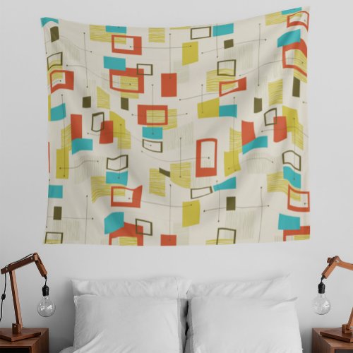 Colorful  Retro Mid_Century Geometric Pattern Tapestry