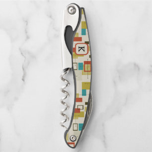 Colorful Retro Mid-Century Geometric Pattern Waiter's Corkscrew