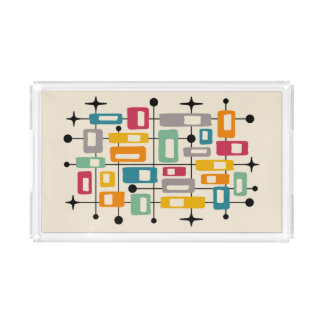 Colorful Retro Mid Century Modern Atomic Abstract Acrylic Tray