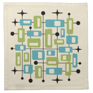 Colorful Retro Mid Century Modern Atomic Abstract Cloth Napkin