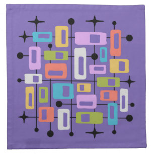 Colorful Retro Mid Century Modern Atomic Abstract Cloth Napkin