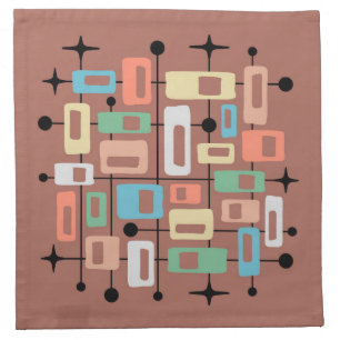 Colorful Retro Mid Century Modern Atomic Abstract Cloth Napkin