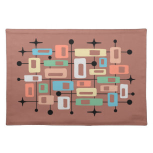 Colorful Retro Mid Century Modern Atomic Abstract Cloth Placemat
