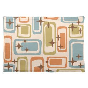 Colorful Retro Mid Century Modern Atomic Abstract Cloth Placemat