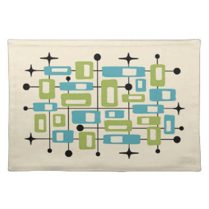 Colorful Retro Mid Century Modern Atomic Abstract Cloth Placemat