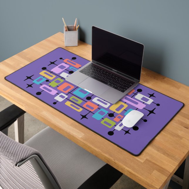Colorful Retro Mid Century Modern Atomic Abstract Desk Mat (Office 2)