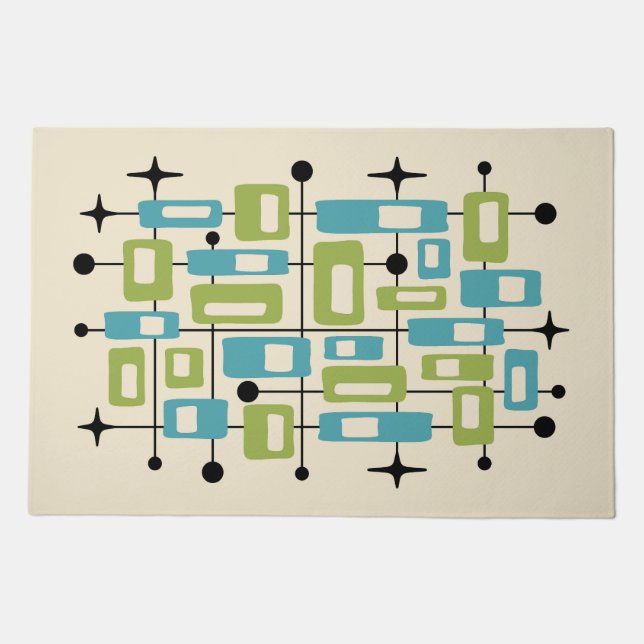 Colorful Retro Mid Century Modern Atomic Abstract Doormat (Front)