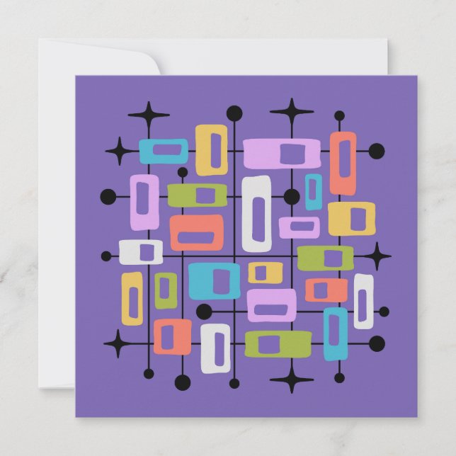 Colorful Retro Mid Century Modern Atomic Abstract Invitation (Front)
